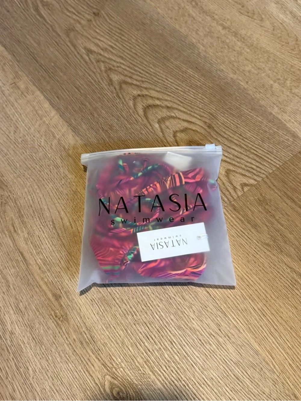 NWT Natasia Swim “Mastella” Red Leaf Tropical Print String Bikini Set